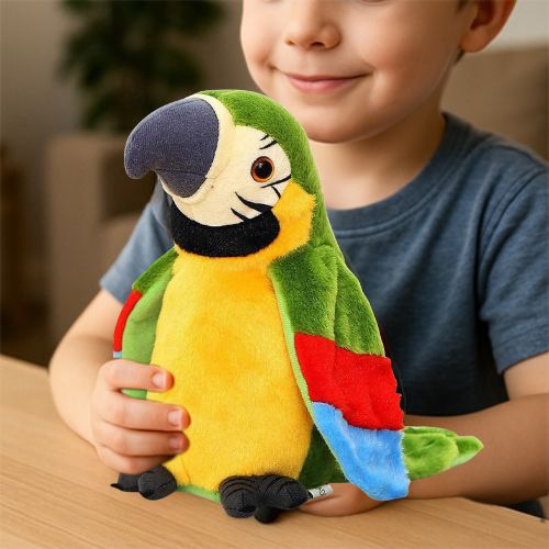 Peluche interactive perroquet Ara vert