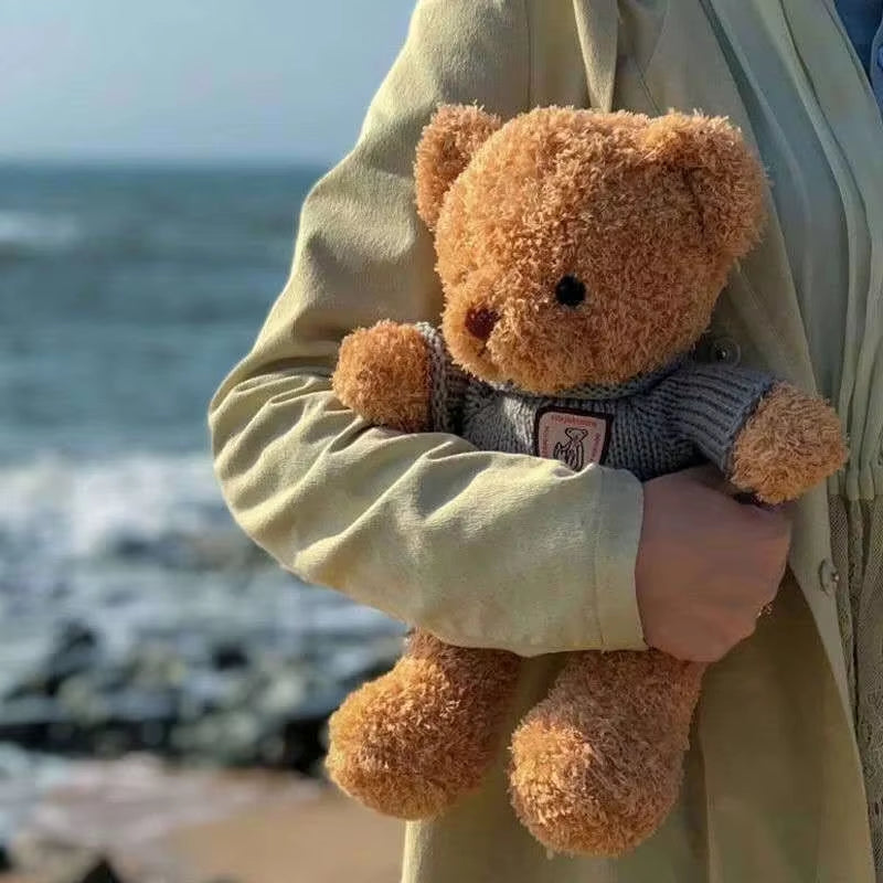 Ours peluche couleur marron café crème