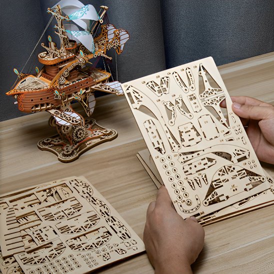 Puzzle 3D en bois coupe laser
